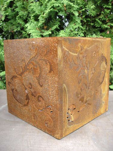 Floristik24 Barock kub av rostig metall, 36 cm x 36 cm