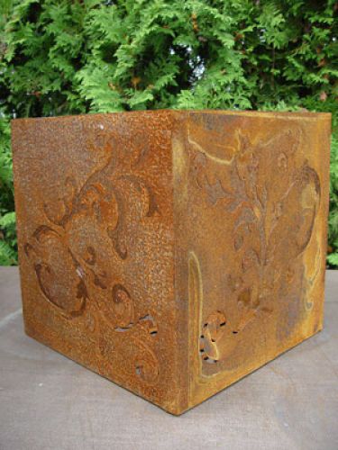Floristik24 Barock kub gjord av rostig metall, 33 cm x 33 cm