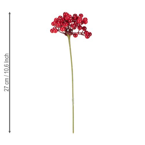 Artikel Julgren med röda bärdekorationer, 27 cm knippe med 3 st