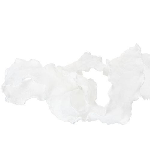 Vitt volangband i organza, dekorativt band, 25 mm brett, 10 m långt | Floristik24.se