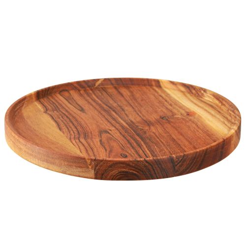 Floristik24 Rund bricka av naturligt oljat akaciaträ Ø30cm H2,5cm