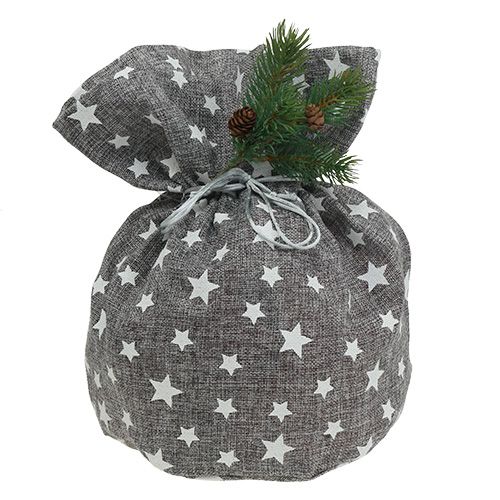 Floristik24 Påse med stjärnor Ø23cm H35cm Grå