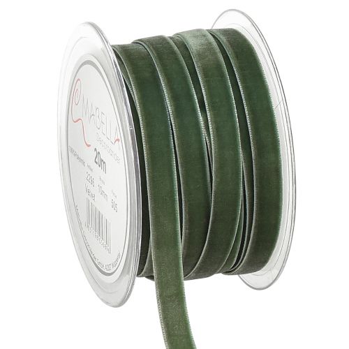 Sammetsband presentband dekorativt band grönt B10mm 20m
