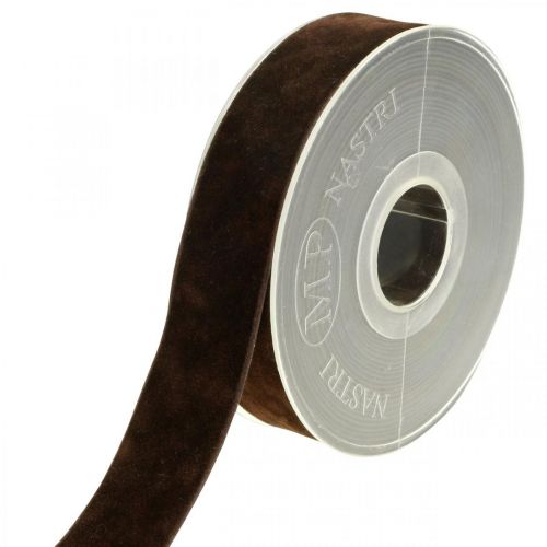 Artikel Dekorband brunt, sammetsband dubbelsidigt, dekorationsband B25mm L7m