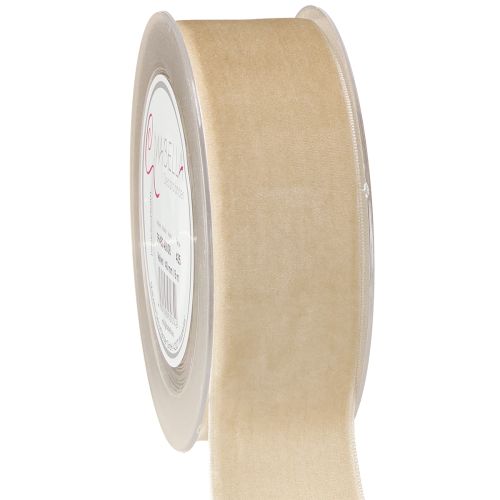 Sammetsband dekorativt band sammets presentband beige 40mm 8m