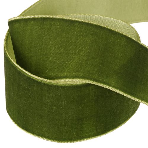 Artikel Sammetsband dekorativt band tygband sammet mörkgrönt 40mm 8m