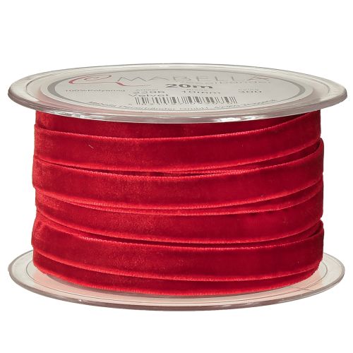 Artikel Dekorativt band i sammet sammetsband, rött 10mm 20m