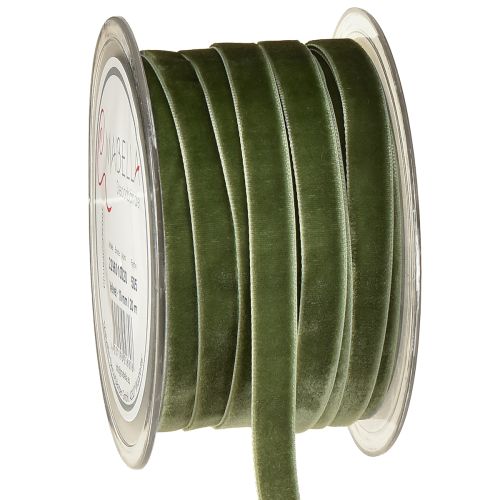 Sammetsband presentband dekorativt band grönt B10mm 20m