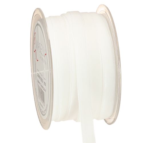Sammetsband vitt dekorativt band presentband vitt 10mm 20m