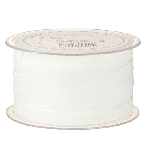 Artikel Sammetsband vitt dekorativt band presentband vitt 10mm 20m