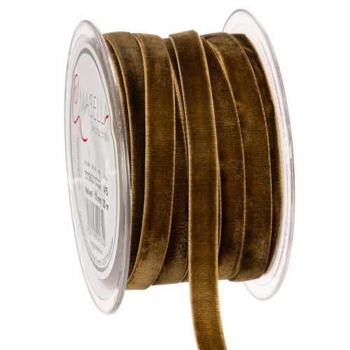 Dekorativt sammetsband, smalt, 10 mm brett, 20 m långt, på rulle