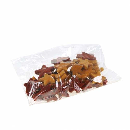 Floristik24 Strö dekoration stjärnmix flockad curry, rooibos 4cm/5cm 40 st