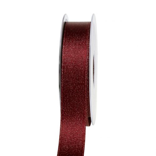 Artikel Satinband med glimmer mörkröd 25mm 20m