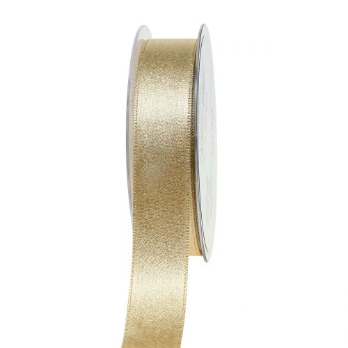 Floristik24 Satinband med glimmerguld 25mm 20m