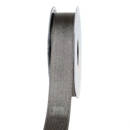 Satinband med glimmergrå 25mm 20m