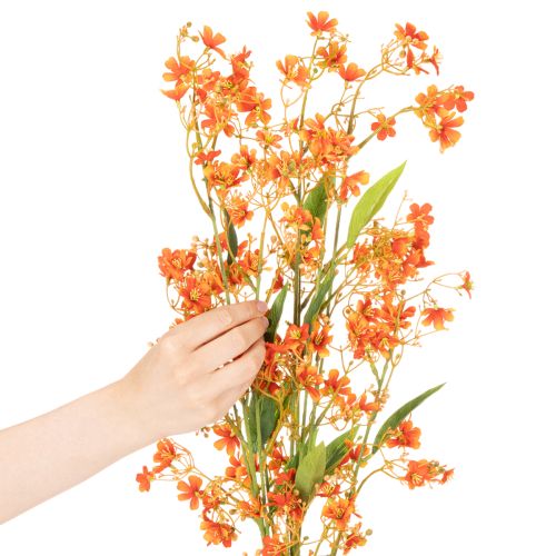 Konstgjord blomma orkidégren orange filigran rumsdekoration 110 cm 3 st | Floristik24.se