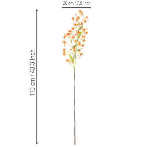 Konstgjord blomma orkidégren orange filigran rumsdekoration 110 cm 3 st | Floristik24.se