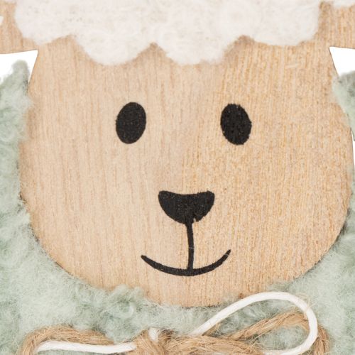 Artikel Trädekoration av får, söt dekorativ figur för vår och påsk, bordsdekoration, 11 cm, 6 stycken