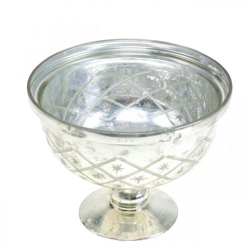 Floristik24 Glasskål med fot shabby chic glasdekoration champagne Ø17cm H13cm