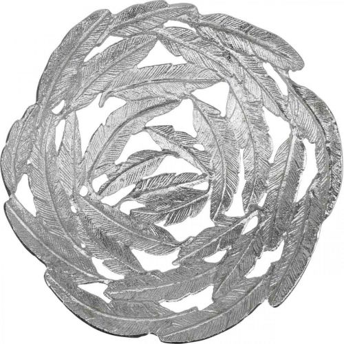 Dekorativ skål silver metall skål fjädrar Ø37cm H9cm