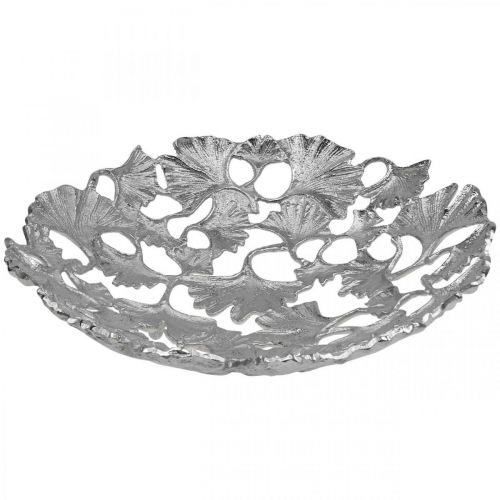 Dekorativ skål silver Ginkgo skål metall Ø43cm H11cm