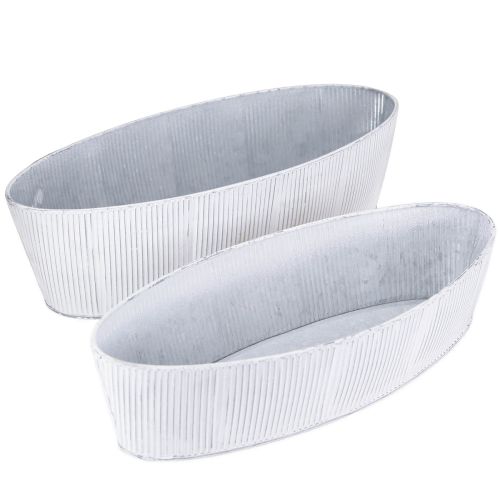 Artikel Oval metallskål i vit silver 32,5cm/37cm set om 2
