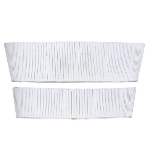 Artikel Oval metallskål i vit silver 32,5cm/37cm set om 2