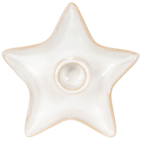Keramisk stjärnljushållare, vit, för koniska ljus, 12 cm, 2 stycken | Floristik24.se