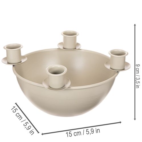 Ljusstake med 4 hållare, modern adventskrans, beige, 15 cm | Floristik24.se