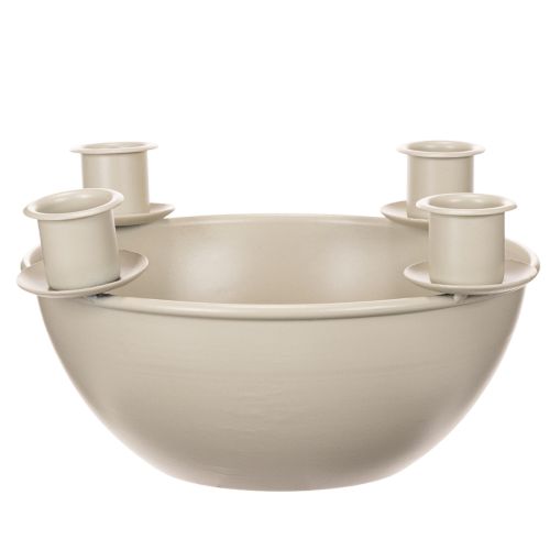 Ljusstake med 4 hållare, modern adventskrans, beige, 15 cm | Floristik24.se