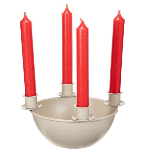 Ljusstake med 4 hållare, modern adventskrans, beige, 15 cm | Floristik24.se