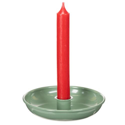 Grön metallljusstake, dekorativ, för spetsljus, 13 cm | Floristik24.se