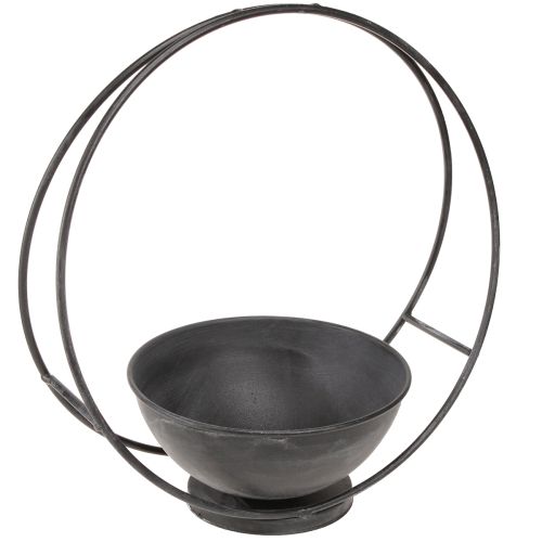 Artikel Skål med fot dekorativ ring metall antracit H29cm 2st