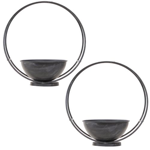 Artikel Skål med fot dekorativ ring metall antracit H29cm 2st