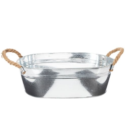 Oval skål 35 cm x 21,5 cm H11,5 cm, blank zink köpa | Floristik24.se