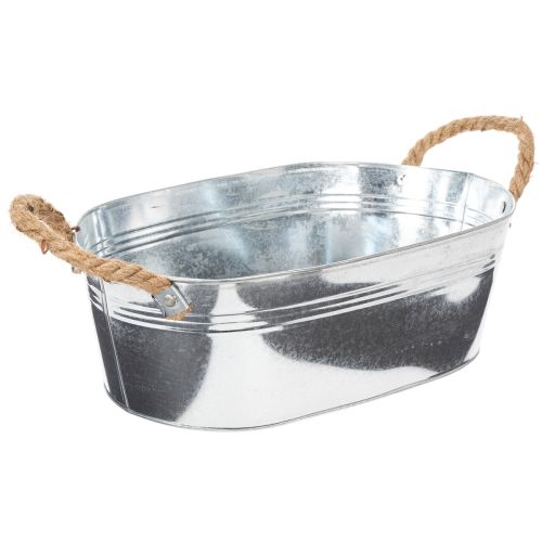 Oval skål 35 cm x 21,5 cm H11,5 cm, blank zink | Floristik24.se