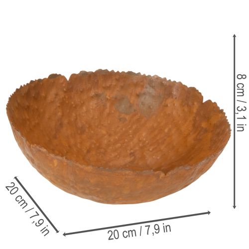 Rund metallskål med rostliknande texturerad yta, 20 cm | Floristik24.se
