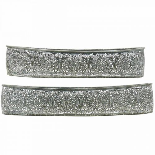 Artikel Dekorativ skål metallmönster grå oval L36cm/33,5cm set om 2