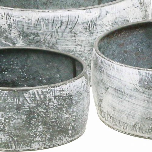 Floristik24 Dekorativ metallskål rund grå Ø22/18,5/14,5cm