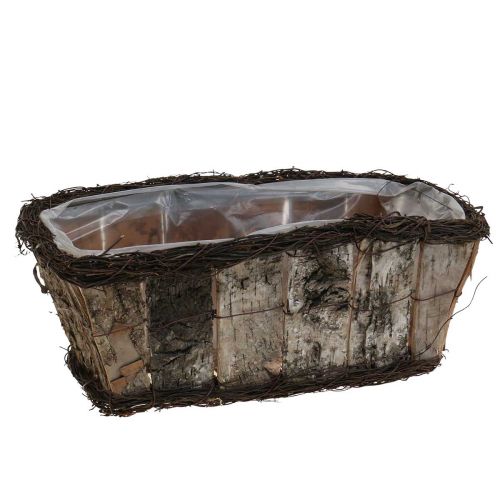 Växtskål rektangulära björkbarkrankor 36x18x14cm