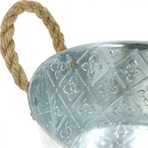 Dekorativ skål silver med handtag metall växtskål växtkruka Ø21cm | Floristik24.se
