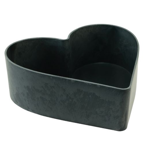 Floristik24 Skål hjärta plast dekorativ skål antracit 24/21cm set om 2