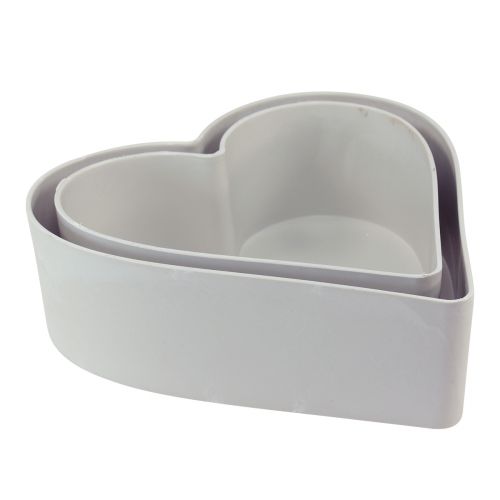 Artikel Skål hjärta plast dekorativ skål vit grå 24/21cm set om 2