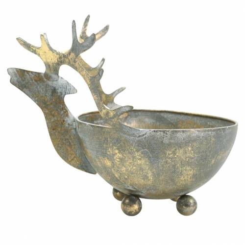 Artikel Skål med renhuvud gyllene antik look metall Ø14cm