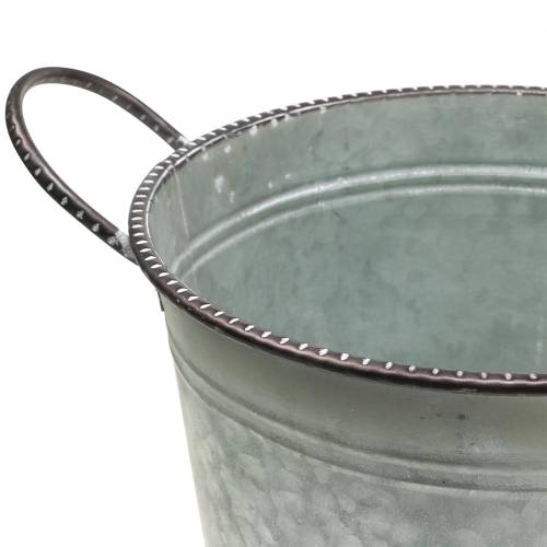 Floristik24 Zinkskål med handtag grå, brun och vit tvättad Ø31cm H21cm
