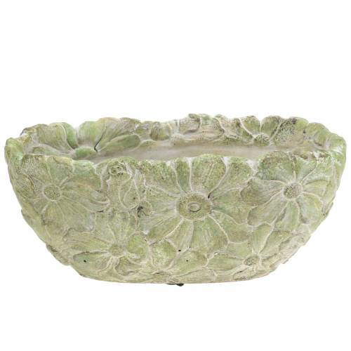 Floristik24 Växtskål oval grön 22×11,5cm H10cm