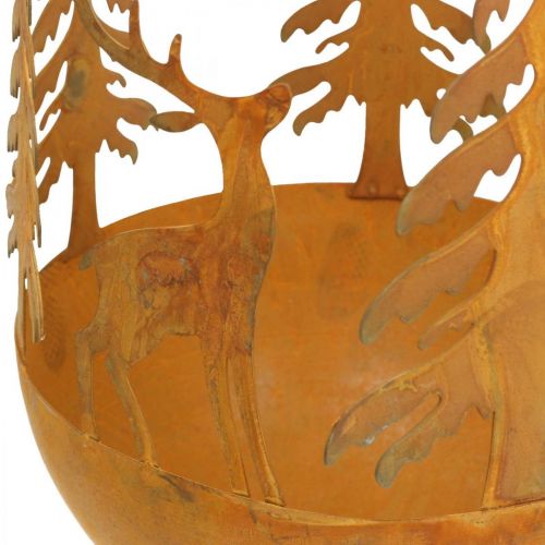 Floristik24 Metallskål med rådjur, skogsdekoration för advent, dekorativt kärl rostfritt stål Ø25cm H29cm