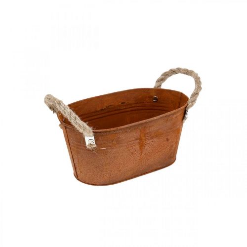 Floristik24 Metallskål med handtag, höstdekoration, kruka med patina L22cm H11cm