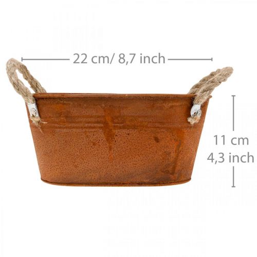 Floristik24 Metallskål med handtag, höstdekoration, kruka med patina L22cm H11cm