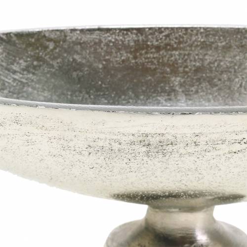 Floristik24 Oval skål med silvermetallbas 20,5 cm H7 cm